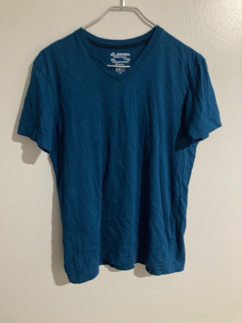 Jockey Active Ultra Soft V-Neck Men's Size Medium T-Shirt Deep Blue Athleisure